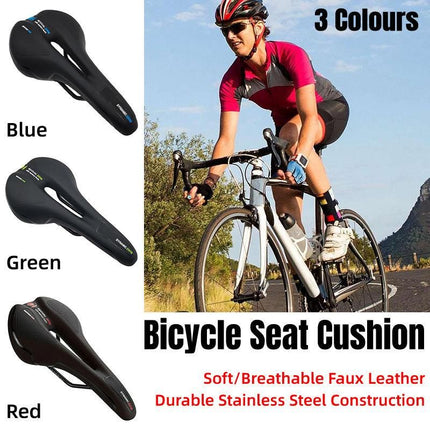 MTB Saddle Hollow Comfort Bicycle Seat Universal Cushion Soft Riding Saddle - Red