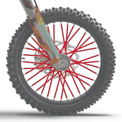 72PCS Wheel Spoke Wrap Sleeves Mountain Bike Bicycle Mtb Wraps Skins Covers - Red