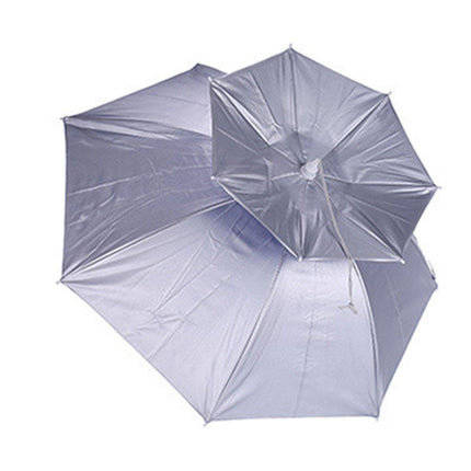 2-Layer Outdoor Foldable Sun Umbrella Hat Fishing Camping Headwear Cap Head Hat - Silver