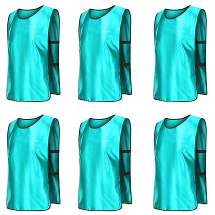 6X Sports Training Bibs Soccer Vests Group Team Bibs Basketball Cricket Football - Fluorescent Green-S