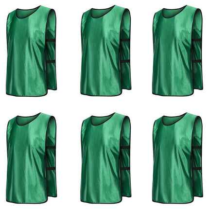 6X Sports Training Bibs Soccer Vests Group Team Bibs Basketball Cricket Football - Fluorescent Green-S