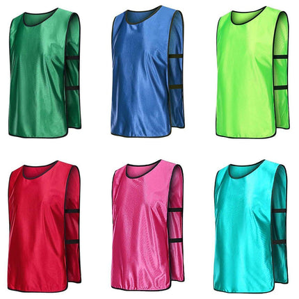 6X Sports Training Bibs Soccer Vests Group Team Bibs Basketball Cricket Football - Red-S