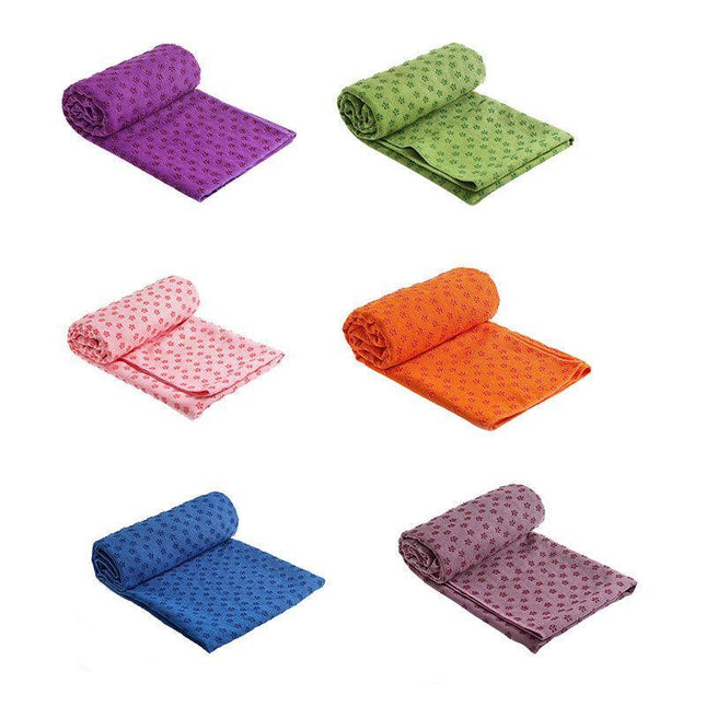 Non Slip Yoga Towel Mat Microfiber Fitness Gym Exercise Blanket with Carry Bag - Green