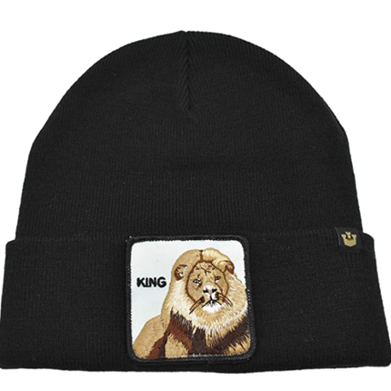 Goorin King Beanie Hat Hear Me Roar Warm Winter Ski Animal Series - Black