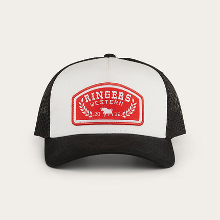 Ringers Western Wheatbelt Trucker Baseball Cap Hat in White/Red