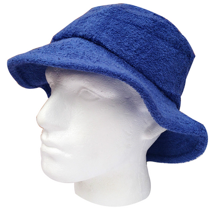100% Cotton Terry Towelling Bucket Hat Daggy Fishing Camping Lad Cap in Blue - Large