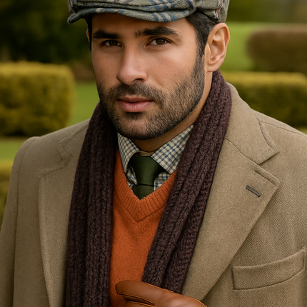 DENTS Quilted Flat Ivy Cap Hat Driving Newsboy Elastic Back Cabbie - Grey Check - 55cm