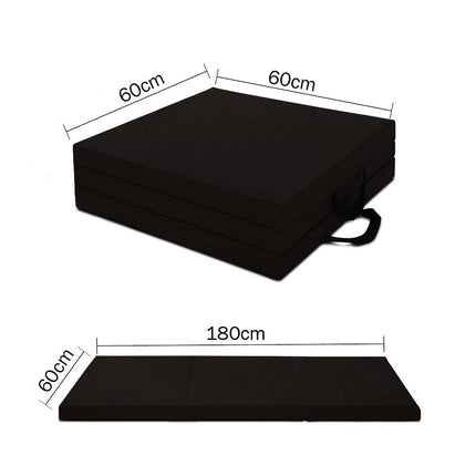 Folding Exercise Floor Mat Dance Yoga Gymnastics Training Home Judo Pilates Gym - Black