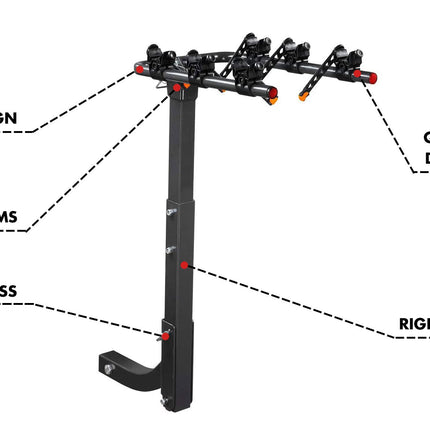 3 Bike Rack Bicycle Car Rear Carrier 2" Steel Foldable Steel Hitch Mount Towbar