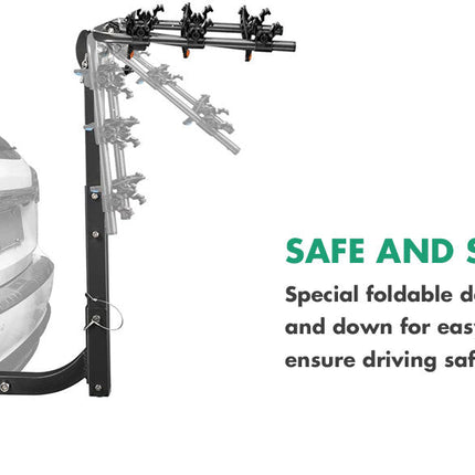 3 Bike Rack Bicycle Car Rear Carrier 2" Steel Foldable Steel Hitch Mount Towbar