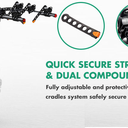 3 Bike Rack Bicycle Car Rear Carrier 2" Steel Foldable Steel Hitch Mount Towbar