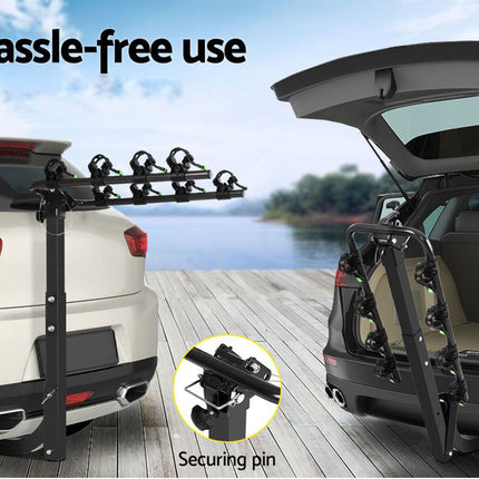 3 Bike Rack Bicycle Car Rear Carrier 2" Steel Foldable Steel Hitch Mount Towbar