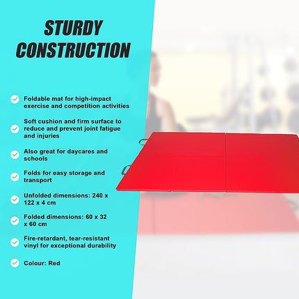 Folding Red Exercise Mat – Gymnastics, Martial Arts, Yoga, Karate & Judo Training