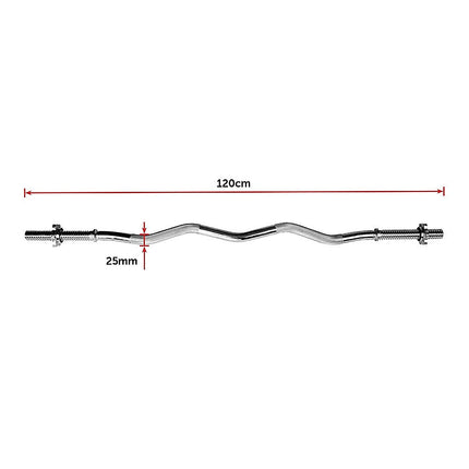 Heavy Duty EZ Curl Barbell – Weightlifting Bar with Spinlock Collars for Gym Training