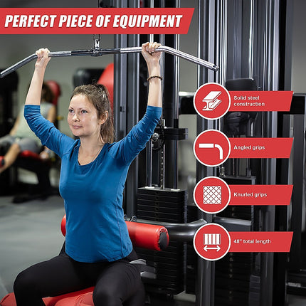 48" Lat Pulldown Bar Cable Attachment – Gym Handle for Back & Strength Training