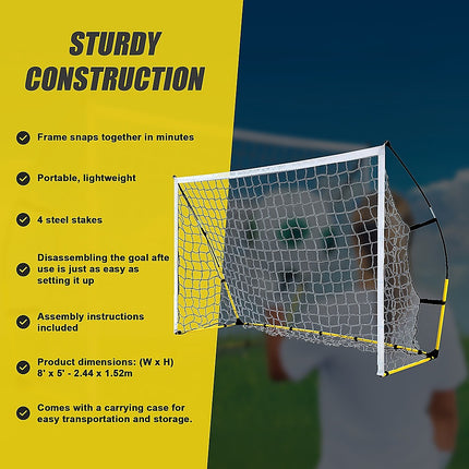 8' x 5' Soccer Football Goal Foot Portable Net Quick Set Up