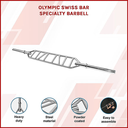 Olympic Swiss Bar Specialty Barbell for Bench Press & Tricep Training