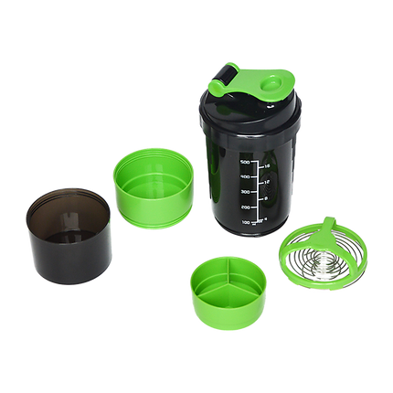 2x Protein Shaker Bottle Set – 3-in-1 Smart Blender Mixer Cup for Gym & Fitness