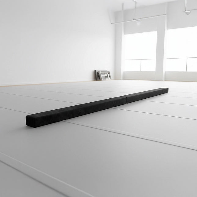2.2m Gymnastics Folding Balance Beam Black Synthetic Suede