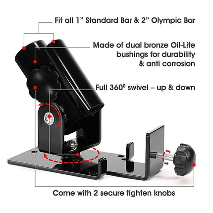 Landmine T Bar Row Platform 360 Degree Swivel for 1 & 2 Inch Bars Olympic