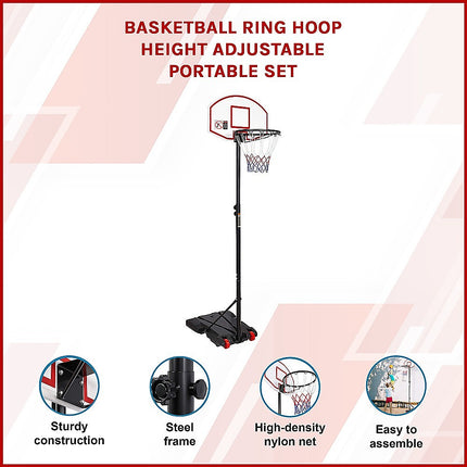 Basketball Ring Hoop Height Adjustable Portable Set