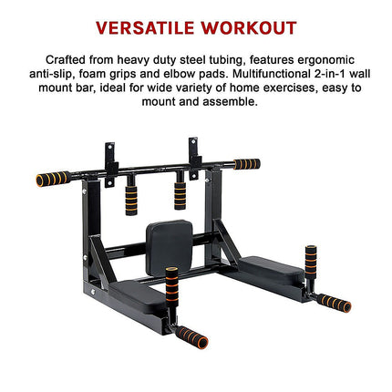 Heavy Duty Wall Mounted Power Station Pull Up Dip Knee Raise Bar