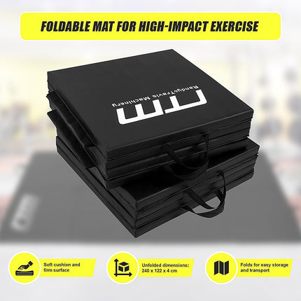 Folding Black Exercise Mat – Gymnastics, Martial Arts, Yoga, Karate & Judo Training