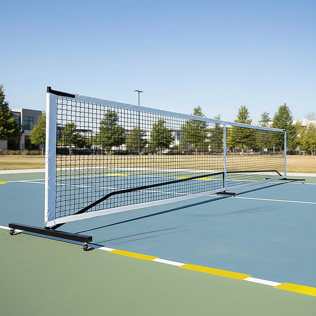 Portable 6.7m Pickleball Net Set – Heavy Duty Metal Frame with Wheels