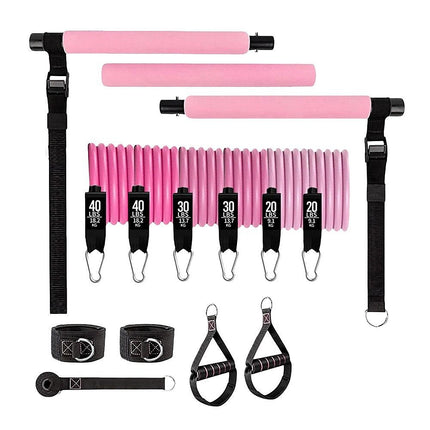 14pc Pilates Bar Kit with Resistance Bands & Belt – Home Fitness Pedal Puller