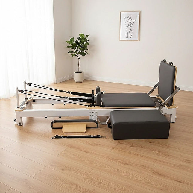 Folding Pilates Reformer Machine – Home Workout Bed for Full Body Fitness Training