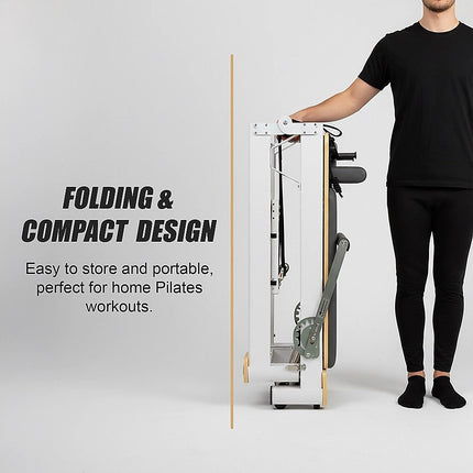 Folding Pilates Reformer Machine – Home Workout Bed for Full Body Fitness Training