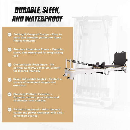Folding Pilates Reformer Machine – Home Workout Bed for Full Body Fitness Training