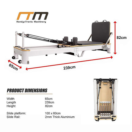 Folding Pilates Reformer Machine – Home Workout Bed for Full Body Fitness Training