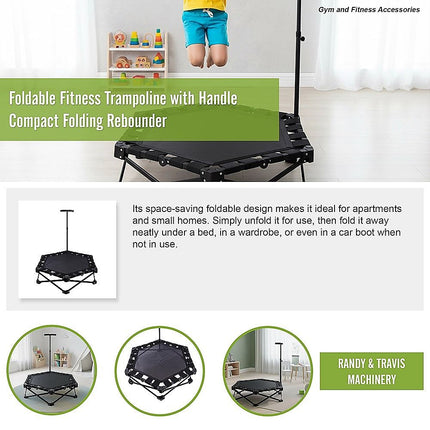 Foldable Fitness Trampoline with Handle Compact Folding Rebounder