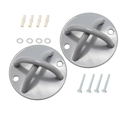 Pair of Grey Wall Anchor Mounts for Battle Ropes and Suspension