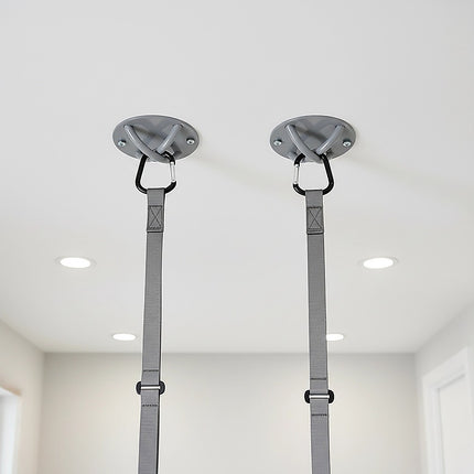 Pair of Grey Wall Anchor Mounts for Battle Ropes and Suspension