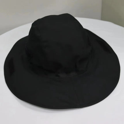 Black Outdoor Waterproof Wide-Brim Rain Hat - Heavy-Duty Rain Protection