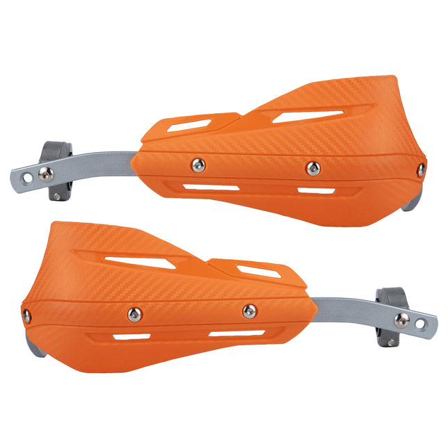 Professional Universal Motorcycle Handguards for Honda CC110 Cross Cub - Heavy Duty Aluminum Alloy Anti-Collision Brush Guards, Carbon Fiber Style Handlebar Protectors for Dirt Bikes and Off-Road Motorcycles - 1 Pair—Orange