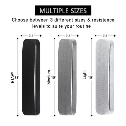 Grey Colour Scheme Fabric Resistance Bands Set - 3 Levels Non-Slip Hip Bands for Strength Training