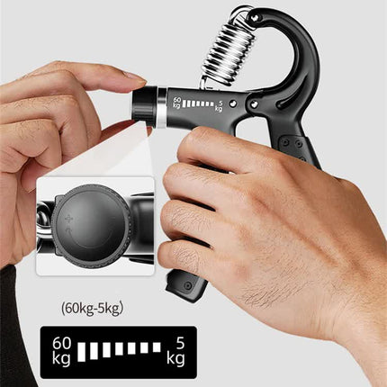 Black 5-Piece Hand Grip Strength Training Set – Adjustable Grip Exerciser, Silicone Grip Rings & Grip Ball