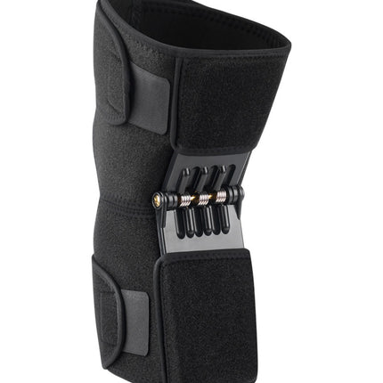 1 Pair Black Adjustable Knee Brace Support with Spring Booster – Patella Stabilizer for Squats, Hiking, and Outdoor Sports