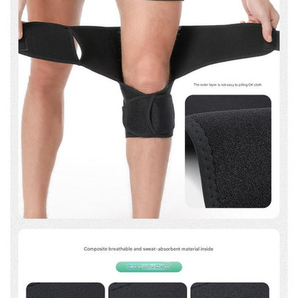 1 Pair Black Adjustable Knee Brace Support with Spring Booster – Patella Stabilizer for Squats, Hiking, and Outdoor Sports