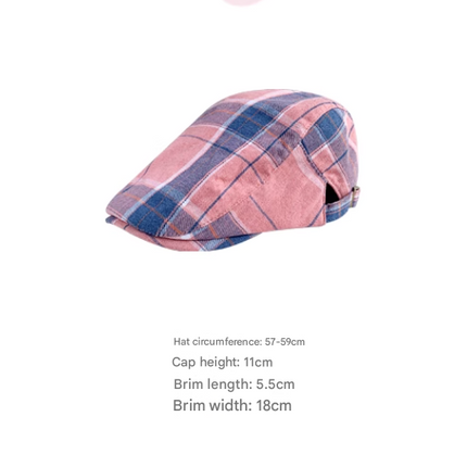 2-PCS Dark Blue Lightweight Checkered Flat Cap - Adjustable Retro Driver Hat for Men & Women