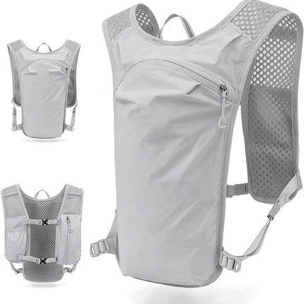 Grey Lightweight Hydration Vest Pack - Breathable Running & Cycling Backpack
