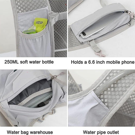 Grey Lightweight Hydration Vest Pack - Breathable Running & Cycling Backpack
