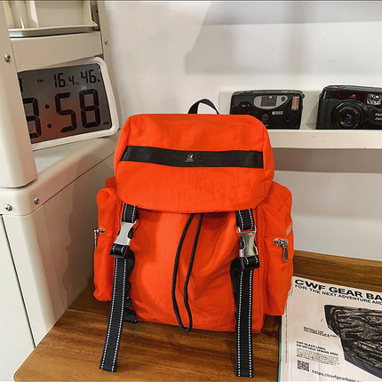Orange Lightweight Nylon Backpack - Water Resistant Travel Daypack for Women & Men