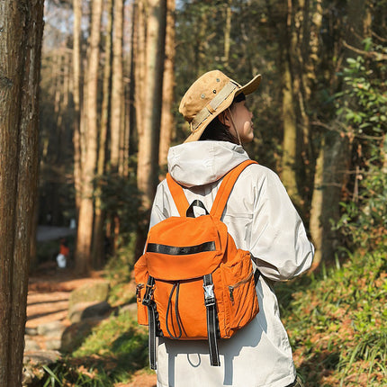 Brown Lightweight Nylon Backpack - Water Resistant Travel Daypack for Women & Men
