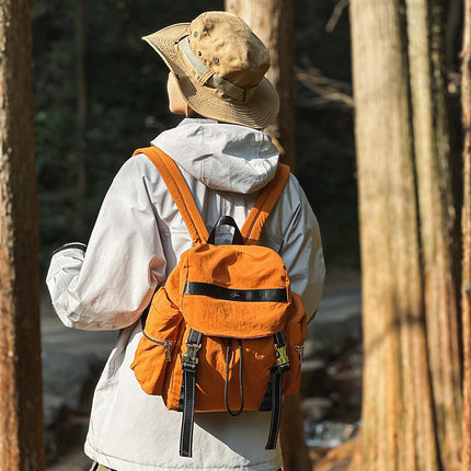 Brown Lightweight Nylon Backpack - Water Resistant Travel Daypack for Women & Men