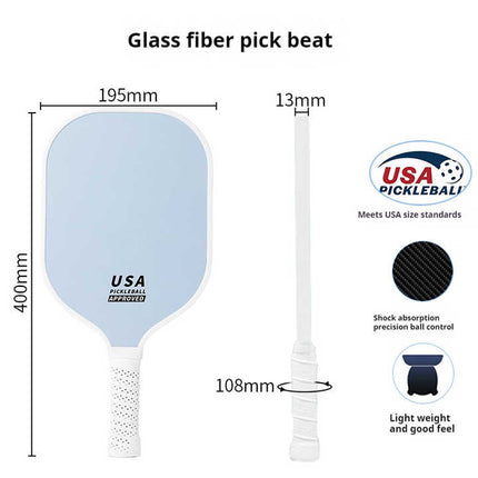 Blue Fiberglass Pickleball Paddle - Lightweight 215g with Anti-Slip TPU Grip for Outdoor Sports