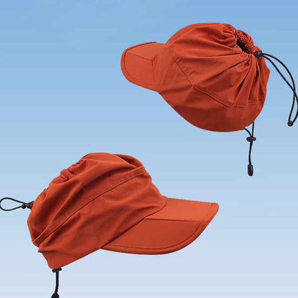 Beige Foldable Quick-Dry Summer Sports Visor Hat UPF 50+ Adjustable Outdoor Sun Cap